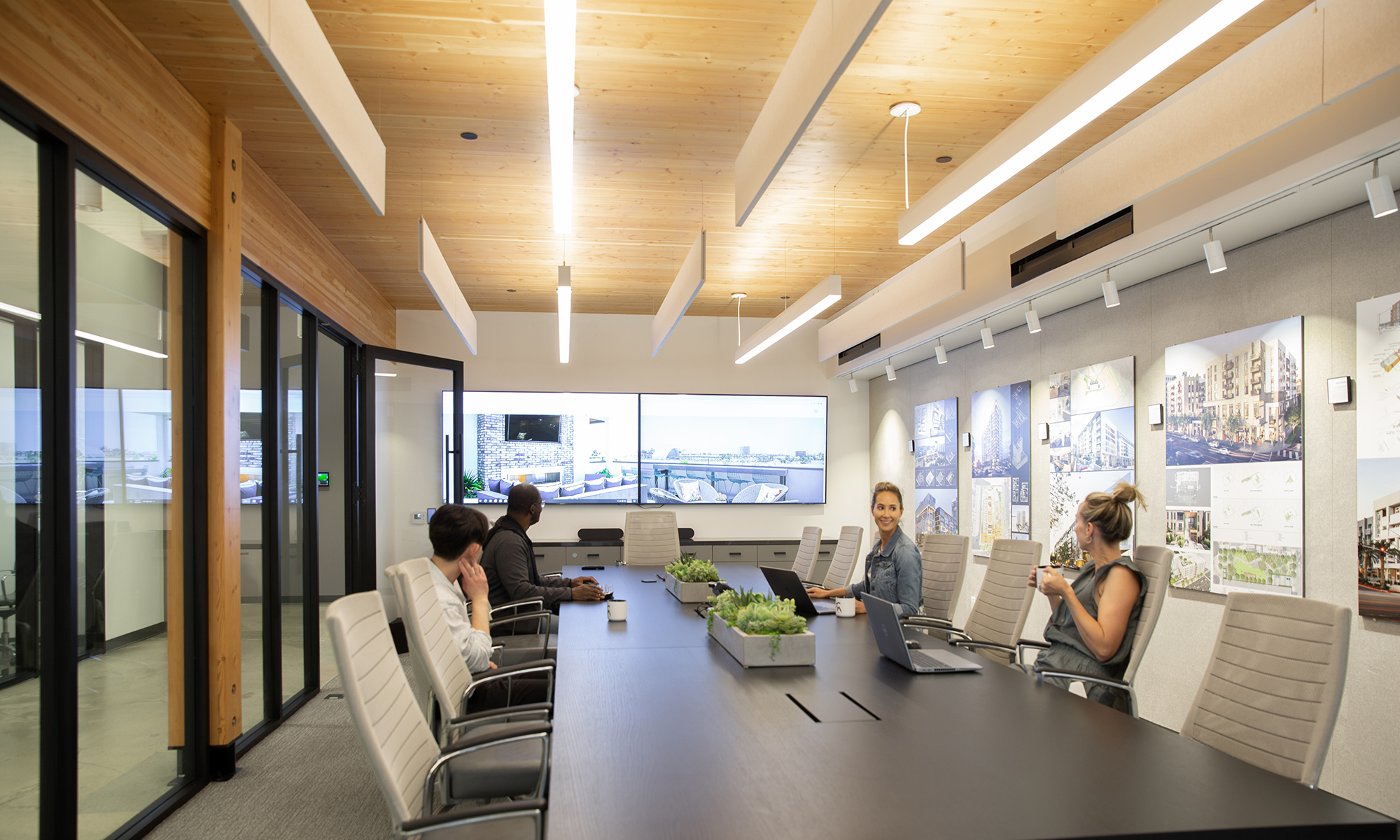 Interior of clt mass timber pavilion
